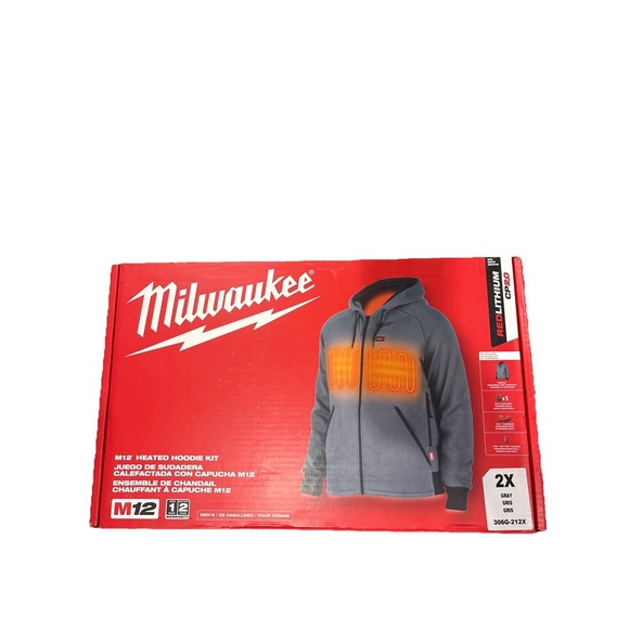 Milwaukee Jackets & Blazers - Milwaukee 306-21 Size 2XL Heated Hoodie for Men - Gray (306G-212X)